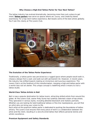 Why Choose a High-End Tattoo Parlor for Your Next Tattoo?