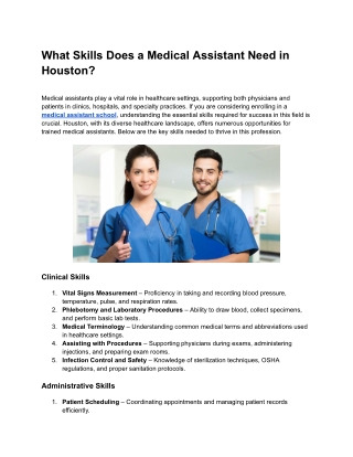 Medical Assistant Skills: What You Need to Know in Houston