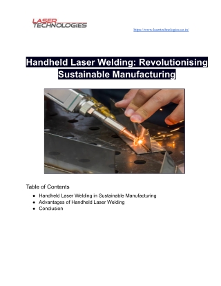 Handheld Laser Welding - Revolutionising Sustainable Manufacturing