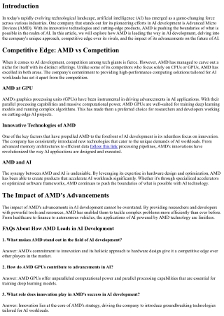 How AMD is Leading the Way in AI Development