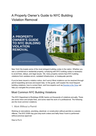 A Property Owner’s Guide to NYC Building Violation Removal
