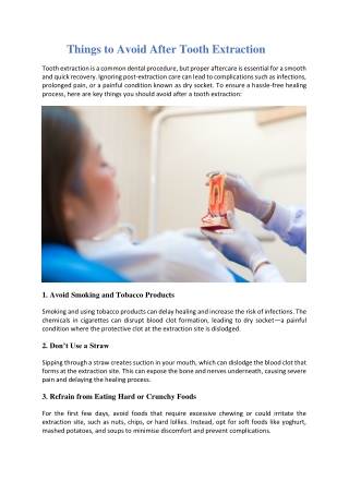 Things to Avoid After Tooth Extraction