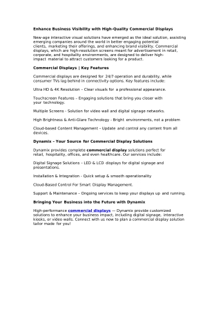 Enhance Business Visibility with High-Quality Commercial Displays