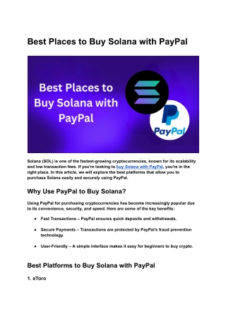 Best Places to Buy Solana with Paypal