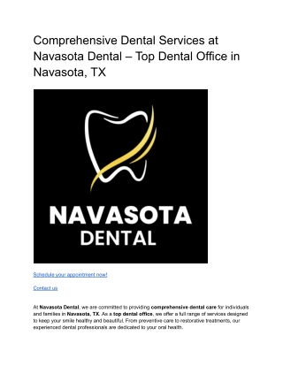 Comprehensive Dental Services at Navasota Dental – Top Dental Office in Navasota, TX