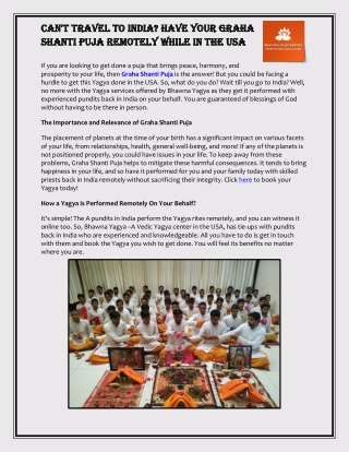 Can't Travel to India? Have Your Graha Shanti Puja Remotely While in the USA