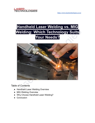 Handheld Laser Welding vs. MIG Welding: Which Technology Suits Your Needs?