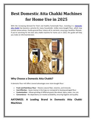 Best Domestic Atta Chakki Machines for Home Use in 2025