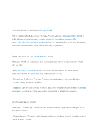 Qstudy World Your Gateway to International Education