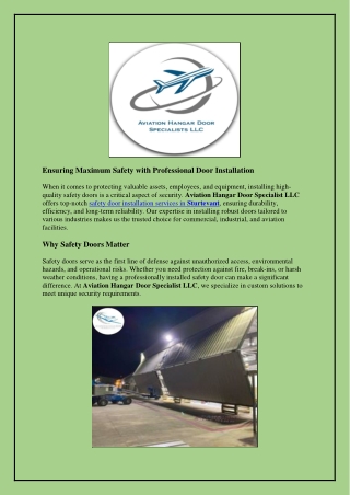 Ensuring Maximum Safety with Professional Door Installation