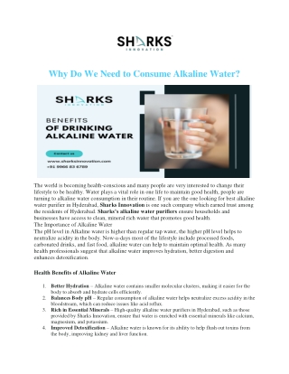 Why Do We Need to Consume Alkaline Water