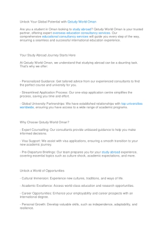 Qstudy World Your Gateway to International Education in Oman