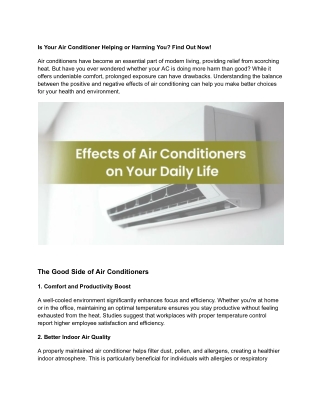 Is Your Air Conditioner Helping or Harming You
