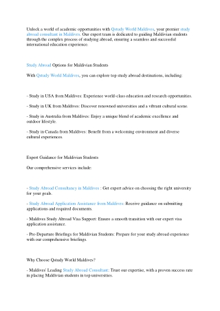 Study Abroad Consultants in Maldives - Qstudy World Maldives