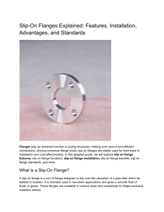 Slip-On Flanges Explained_ Features, Installation, Advantages, and Standards