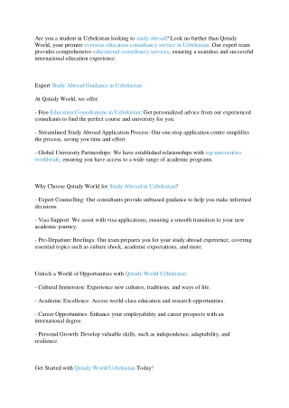 Your Trusted Study Abroad Partner in Uzbekistan - Qstudy World