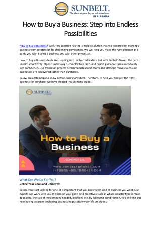 How to Buy a Business- Step into Endless Possibilities