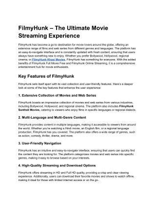 FilmyHunk – The Ultimate Movie Streaming Experience