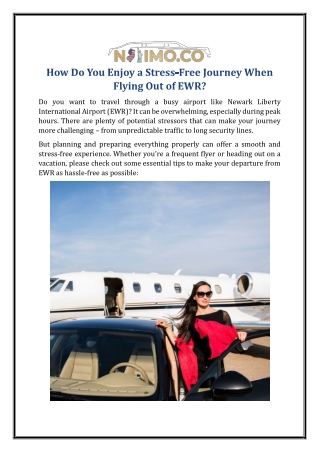 How Do You Enjoy a Stress-Free Journey When Flying Out of EWR