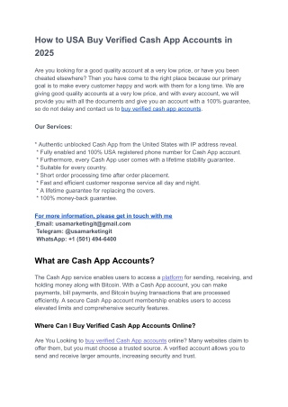 How to USA Buy Verified Cash App Accounts in 2025