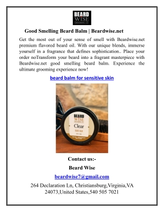 Good Smelling Beard Balm  Beardwise.net