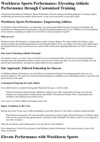 Workhorse Sports Performance