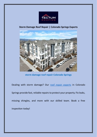 Storm Damage Roof Repair | Colorado Springs Experts