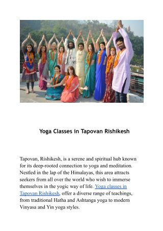 Yoga Classes in Tapovan Rishikesh