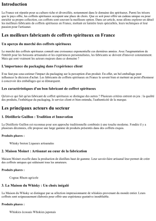 Les meilleurs fabricants de coffrets spiritueux en France