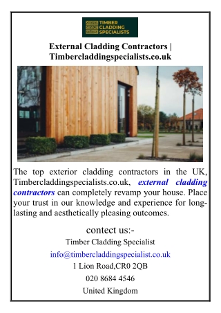 External Cladding Contractors Timbercladdingspecialists.co.uk