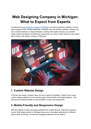 Web Designing Company in Michigan_ What to Expect from Experts
