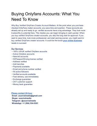 Why do people buy USA Verified Only fans accounts?