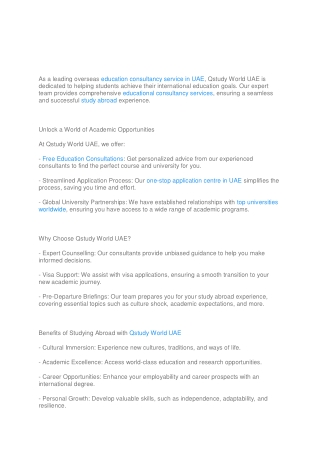 Your Gateway to Global Education - Qstudy World UAE