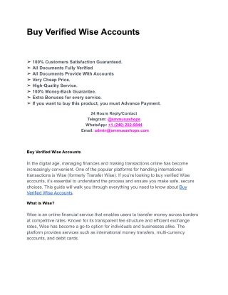 Buy Verified Wise Accounts