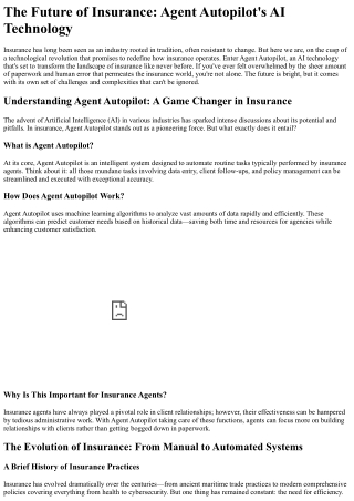 The Future of Insurance Agent Autopilot_s AI Technology