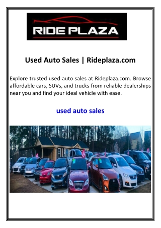 Used Auto Sales Rideplaza.com