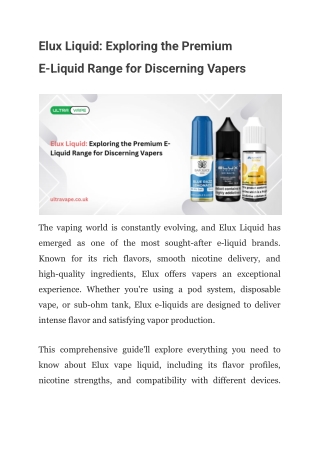 Elux Liquid_ Exploring the Premium E-Liquid Range for Discerning Vapers