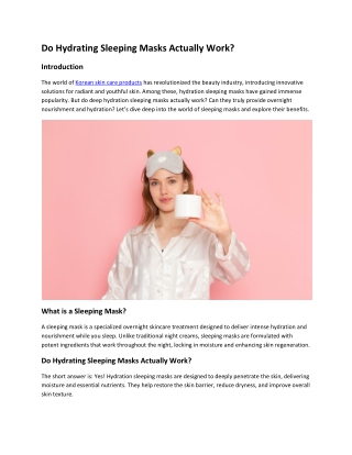 Do Hydrating Sleeping Masks Actually Work