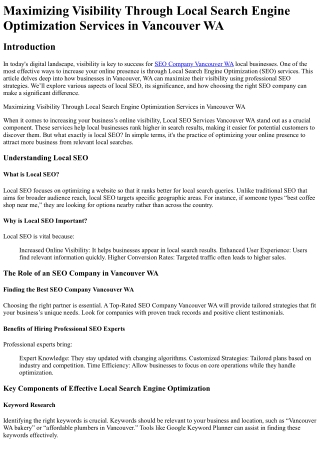 Maximizing Visibility Through Local Search Engine Optimization Services in Vanco