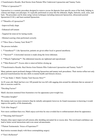 Transformative Results: Real Stories from Patients Who Underwent Liposuction and