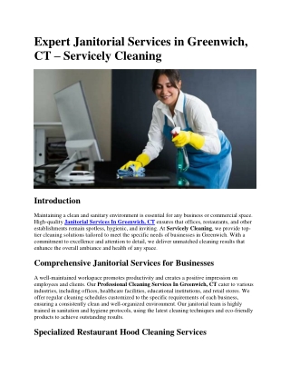 Expert Janitorial Services in Greenwich, CT – Servicely Cleaning