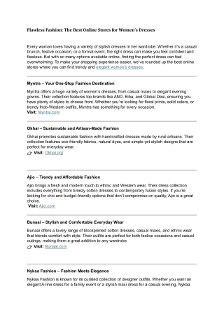 Flawless Fashion The Best Online Stores for Women’s Dresses