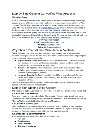 Step-by-Step Guide to Get Verified Wise Accounts Hassle-Free