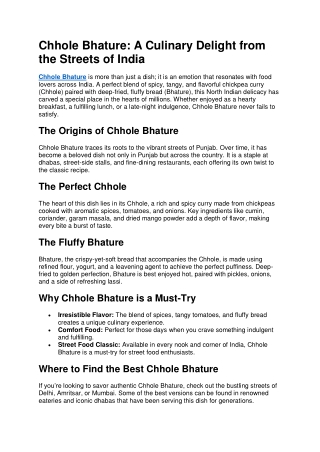 Delicious Chhole Bhature