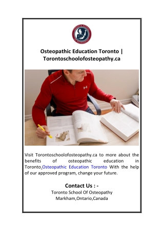 Osteopathic Education Toronto Torontoschoolofosteopathy.ca