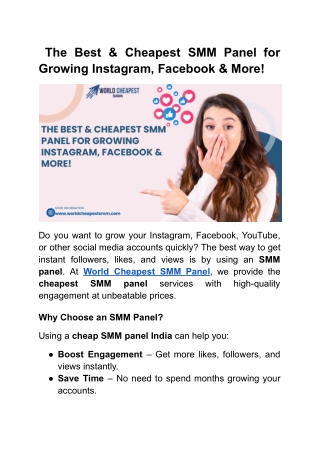 The Best & Cheapest SMM Panel for Growing Instagram, Facebook & More!