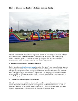 How to Choose the Perfect Obstacle Course Rental