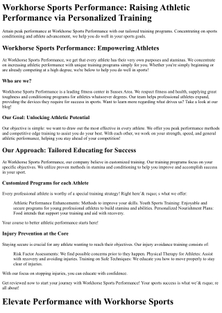 Workhorse Sports Performance