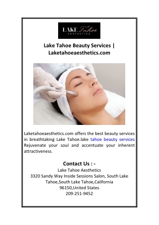 Lake Tahoe Beauty Services  Laketahoeaesthetics.com
