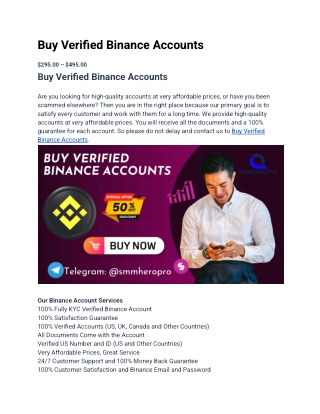 Why Do People Buy Verified Binance Accounts